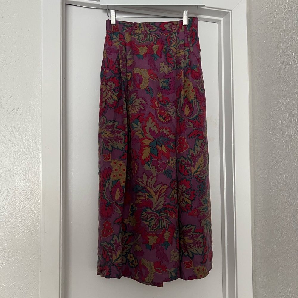 Vintage Floral Silk Pants